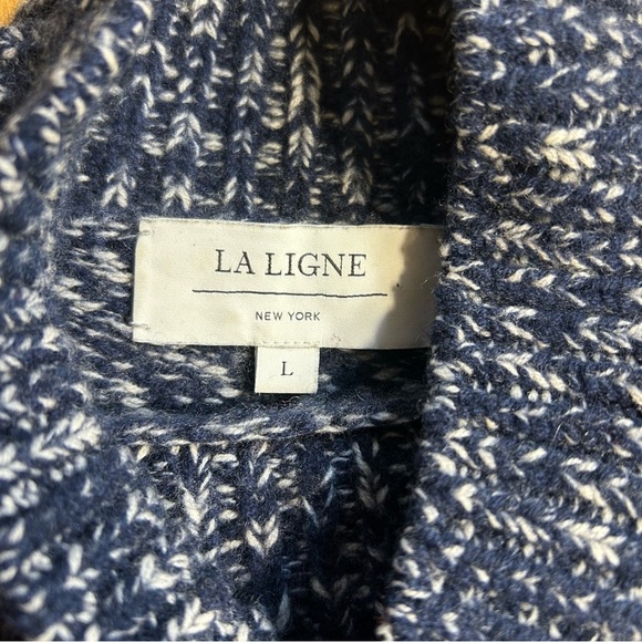 La Ligne Mini Marin Cropped High Neck Striped Wool Cashmere Sweater Lg - Picture 5 of 9